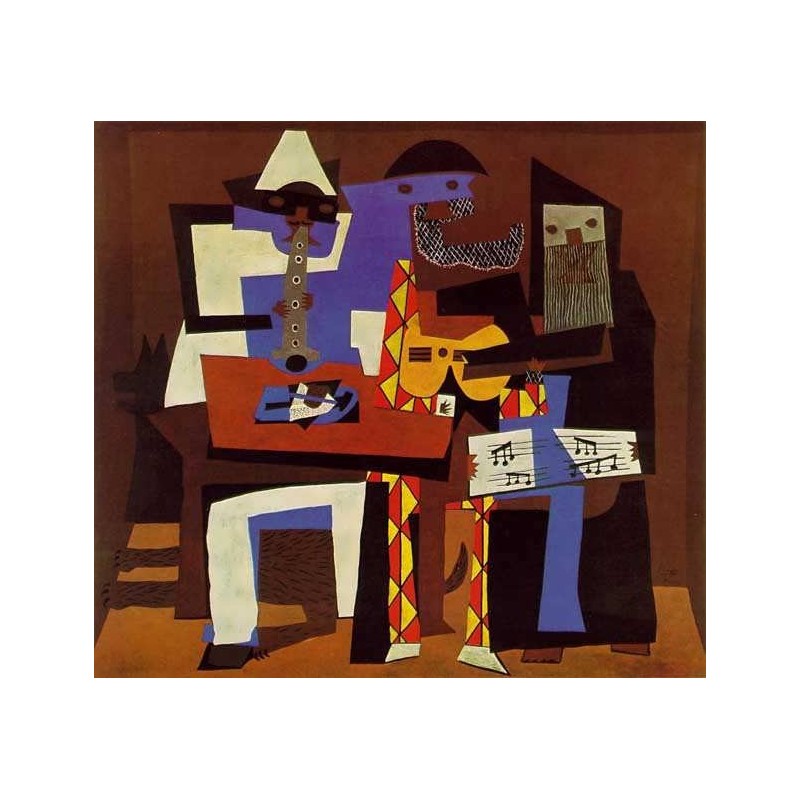 "3 musicians 1" by Pablo Picasso Oil Painting Reproductions.