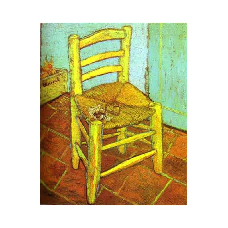 "Vincent's Chair with Pipe" by Vincent Van Gogh Oil Painting