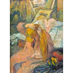 Woman Arranging Her Hair 1891 by Henri de Toulouse-Lauatrec-Art...