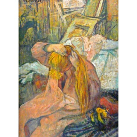 Woman Arranging Her Hair 1891 by Henri de Toulouse-Lauatrec-Art...