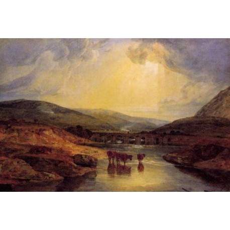 Abergavenny Bridge Monmountshire Clearing Up After A Showery Day by Joseph Mallord William Turner - oil paintings