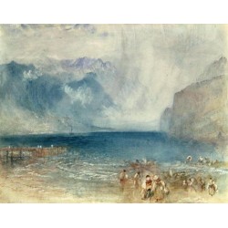 The First Steamer on the Lake of Lucerne in 1841 by Joseph Mallord...