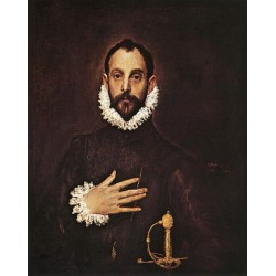 The Knight with His Hand on His Breast by El Greco-Art gallery oil...