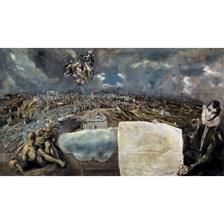 View and Plan of Toledo 1610 by El Greco-Art gallery oil painting reproductions