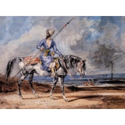 A Turkish Man on a Grey Horse by Eugène Delacroix-Art gallery oil painting reproductions