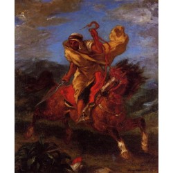 An Arab Horseman at the Gallop by Eugène Delacroix-Art gallery oil painting reproductions