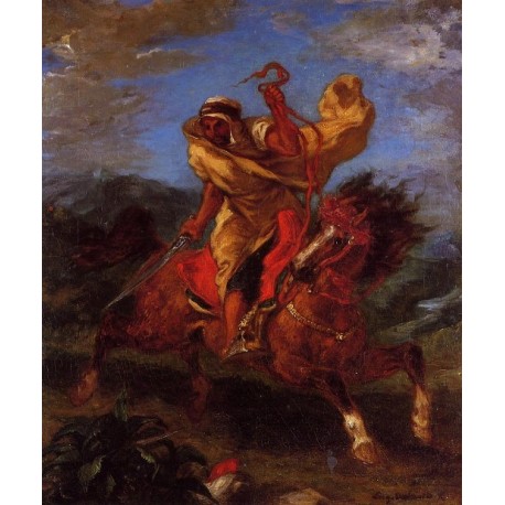 An Arab Horseman at the Gallop by  Eugène Delacroix-Art gallery...