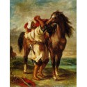 Arab Saddling his Horse by Eugène Delacroix-Art gallery oil...