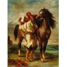 Arab Saddling his Horse by Eugène Delacroix-Art gallery oil...