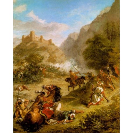 Arabs Skirmishing in the Mountains 1863 by Eugène Delacroix-Art...