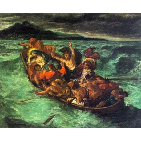 Christ on the Lake of Gennesaret by Eugène Delacroix-Art gallery oil painting reproductions