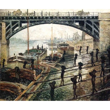 Unloading Coal by Claude Oscar Monet - Art gallery oil painting...