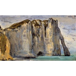 Cliff at Etretat  by Eugene Delacroix -Art gallery oil painting...