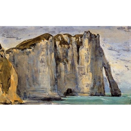 Cliff at Etretat  by Eugene Delacroix -Art gallery oil painting...