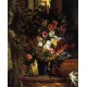 A Vase of Flowers on a Console by Eugene Delacroix-Art gallery oil painting reproductions