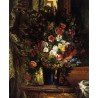 A Vase of Flowers on a Console by Eugene Delacroix-Art gallery oil...
