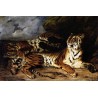 A Young Tiger Playing with its Mother by Eugene-Delacroix-Art...