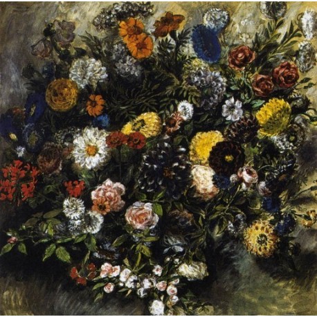 Bouquet of Flowers by Eugene Delacroix-Art gallery oil painting reproductions