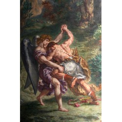 Jacob Wrestling with the Angel 1861 by Eugène Delacroix - Art gallery oil painting reproductions