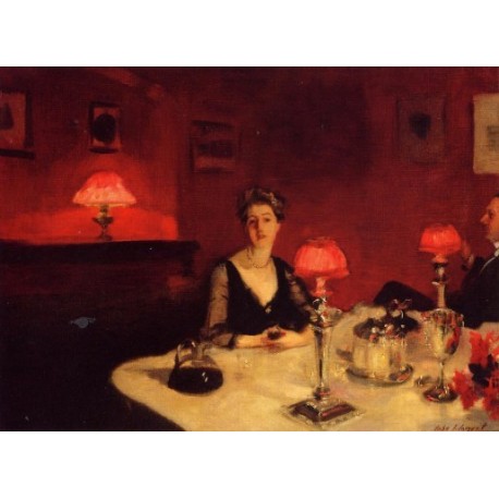 A Dinner Table at Night 1884 by John Singer Sargent - Art gallery oil painting reproductions