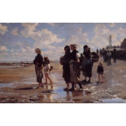 Oyster Gatherers of Cancale 1878 by John Singer Sargent - Art gallery oil painting reproductions