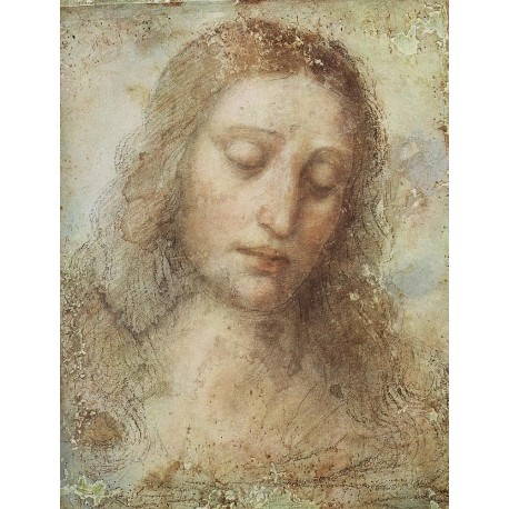 Head of Christ by Leonardo Da Vinci - Art gallery oil painting reproductions