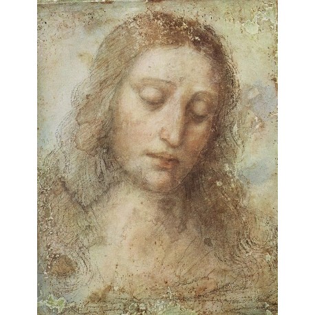 Head of Christ by  Leonardo Da Vinci - Art gallery oil painting...