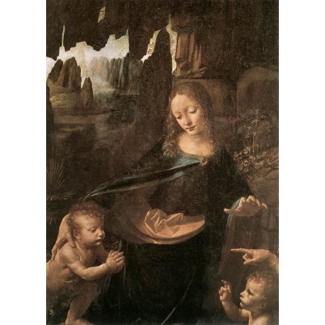Virgin of the Rocks, detail by Leonardo Da Vinci-Art gallery oil...