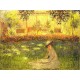 Woman Sitting in a Garden by Claude Oscar Monet - Art gallery oil painting reproductions
