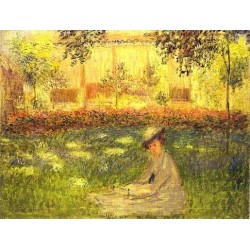Woman Sitting in a Garden by Claude Oscar Monet - Art gallery oil...