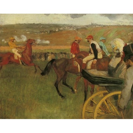 At the Races - Gentlemen Jockeys by Edgar Degas- Art gallery oil...