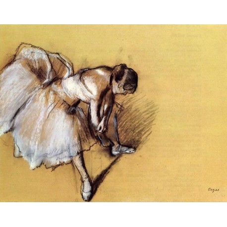 Dancer Adjusting Her Slipper by Edgar Degas - Art gallery oil painting reproductions