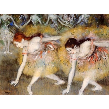 Dancers Bending Down by Edgar Degas - Art gallery oil painting reproductions