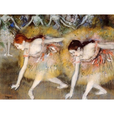Dancers Bending Down by Edgar Degas - Art gallery oil painting...