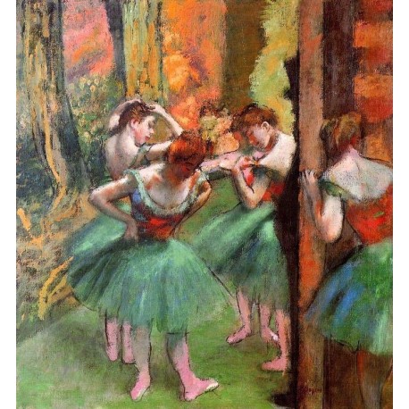 Dancers - Pink and Green by Edgar Degas - Art gallery oil painting...