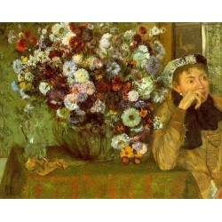 Madame Valpincon with Chrysanthemums by Edgar Degas - Art gallery oil painting reproductions
