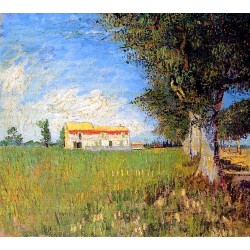 Farmhouse in a Wheat Field by Vincent Van Gogh