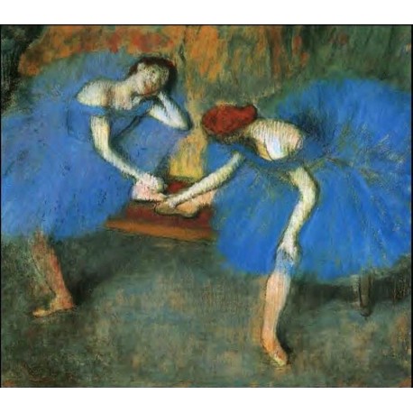 Two Dancers in Blue by Edgar Degas - Art gallery oil painting...