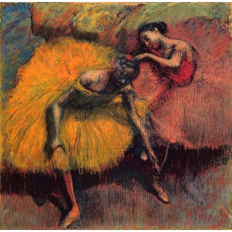 Two Dancers in Yellow and Pink by Edgar Degas - Art gallery oil...