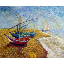 Fishing Boats on the Beach at Saintes-Maries by Vincent Van Gogh 