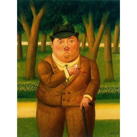 En el parque By Fernando Botero - Art gallery oil painting...
