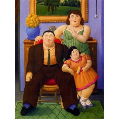 Familia Colombiana By Fernando Botero - Art gallery oil painting...