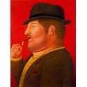 Hombre fumando By Fernando Botero - Art gallery oil painting...