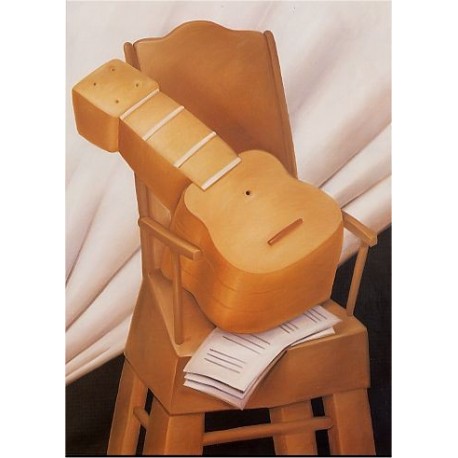Guitar and Chair 1983 By Fernando Botero - Art gallery oil painting reproductions