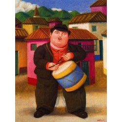 Hombre tocando el tambor By Fernando Botero - Art gallery oil painting reproductions