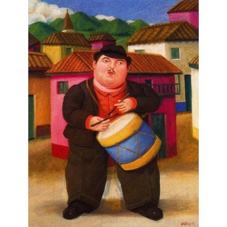 Hombre tocando el tambor By Fernando Botero - Art gallery oil...