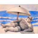 Man On The Beach By Fernando Botero - Art gallery oil painting...