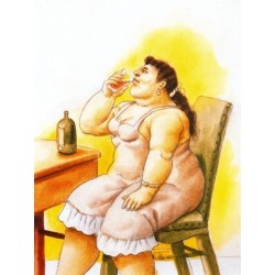 Mujer bebiendo By Fernando Botero - Art gallery oil painting...