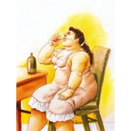 Mujer bebiendo By Fernando Botero - Art gallery oil painting...