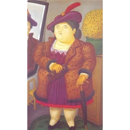 Mujer Con Abrigo de Piel By Fernando Botero - Art gallery oil painting reproductions